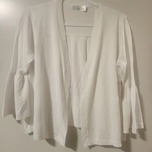 NWT Time And Tru Women's White Bell Flouce Sleeve Cardigan